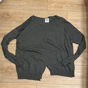 Planet by Lauren G gray asymmetric cutout sweater cotton modal